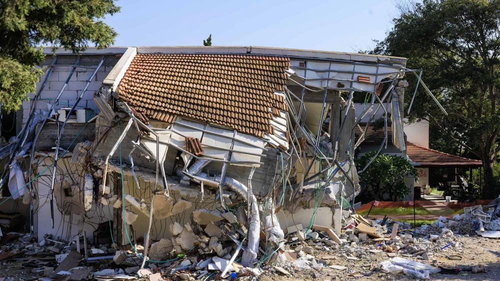 Destruction at Kibbutz B'eri in southern Israel. Dec. 19, 2023. Photo by Moshe Shai/Flash90.