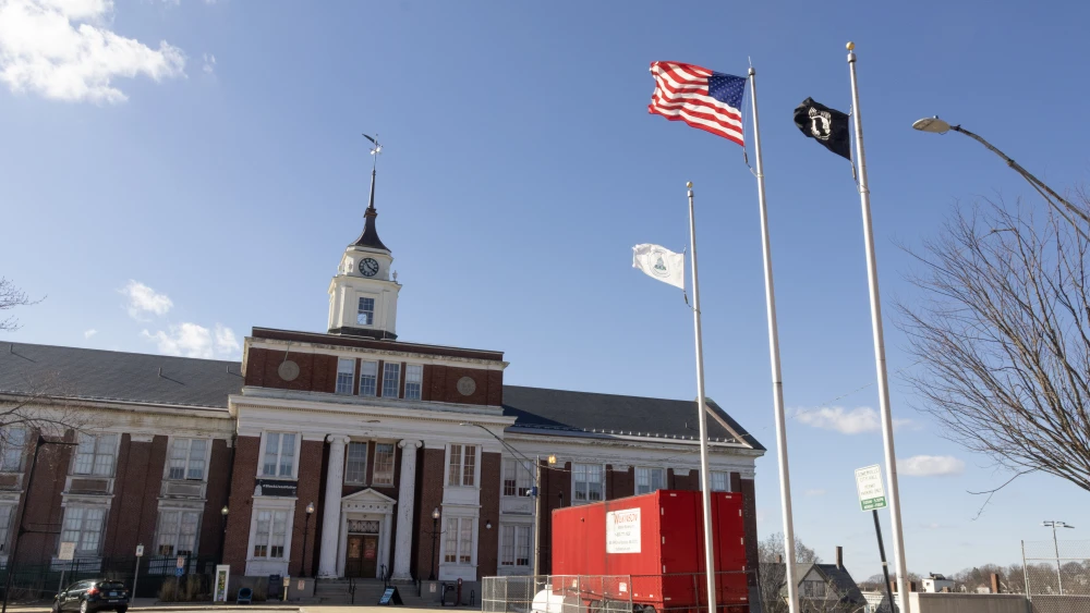 Somerville City Hall in Somerville, Mass., March 21, 2026. Credit: Framl via Wikimedia Commons.
