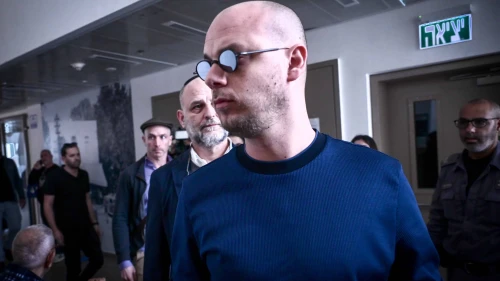 Eli Feldstein, accused of leaking classified documents, arrives for a hearing at the Tel Aviv District Court on Jan. 14, 2025. Photo by Avshalom Sassoni/Flash90.