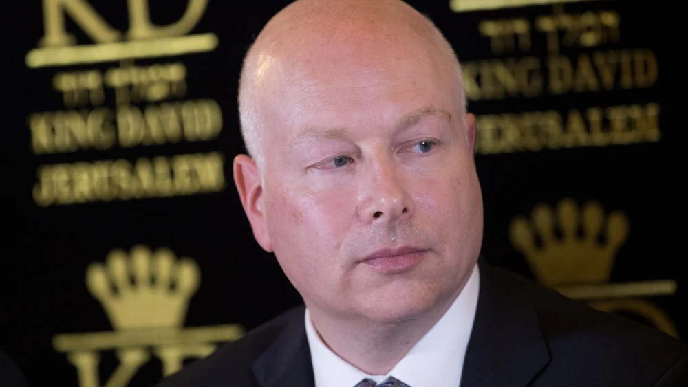 U.S. special envoy to the Middle East Jason Greenblatt attends a press conference regarding the water agreement between Israel and the Palestinian Authority. Photo by Yonatan Sindel/Flash90.