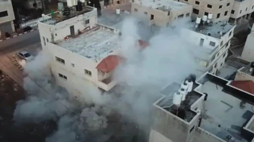 The partial demolition of the home of terrorist Moataz al-Khawaja in May. Credit: IDF.