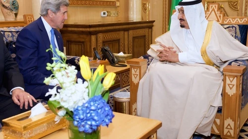 Saudi Arabia's King Salman, with U.S. Secretary of State John Kerry in the Saudi capital of Riyadh in March, will not be attending the White House's May 14 summit with Gulf Arab leaders. Credit: U.S. Department of State.