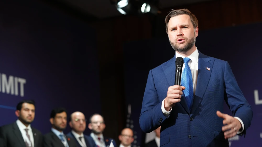 U.S. Vice President JD Vance speaks during a quadrilateral meeting between the United States, Iran, Pakistan and Qatar at the Lake Lucerne Summit, aimed at advancing a deal to end the war with Iran at the Bürgenstock Resort, Lake Lucerne, near Stansstad, Switzerland, on June 21, 2026. Photo by Nathan Howard-POOL/Getty Images.
