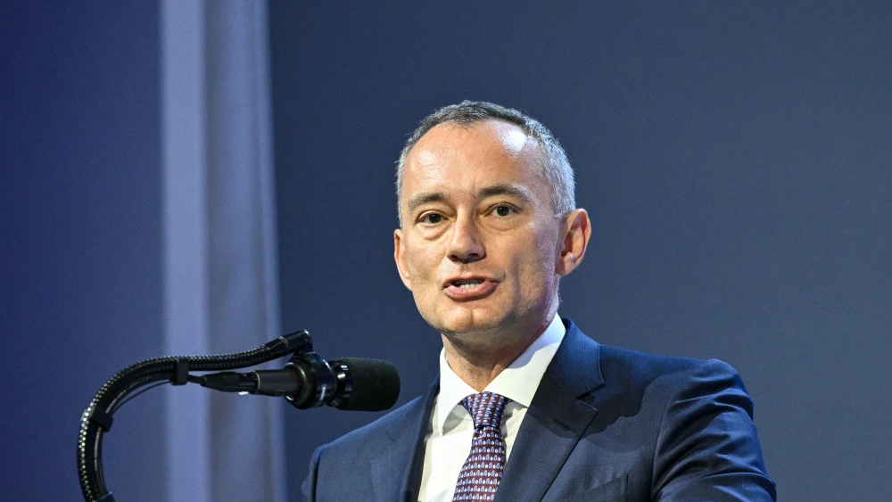 Nickolay Mladenov, the Board of Peace's high representative for Gaza, speaks during a meeting at the World Economic Forum's annual summit in Davos, Jan. 22, 2026. Photo by Mandel Ngan/AFP via Getty Images.