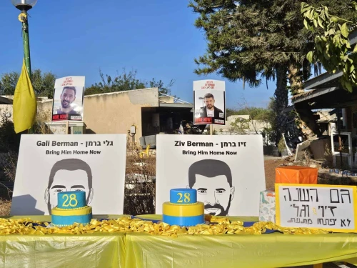 Brothers Gali and Ziv Berman, kidnapped from Kibbutz Kfar Aza during the Hamas-led attack on Oct. 7, 2023, marked their 28th birthday in Gaza captivity on Sept. 10, 2025. Source: @bringhomenow/X.