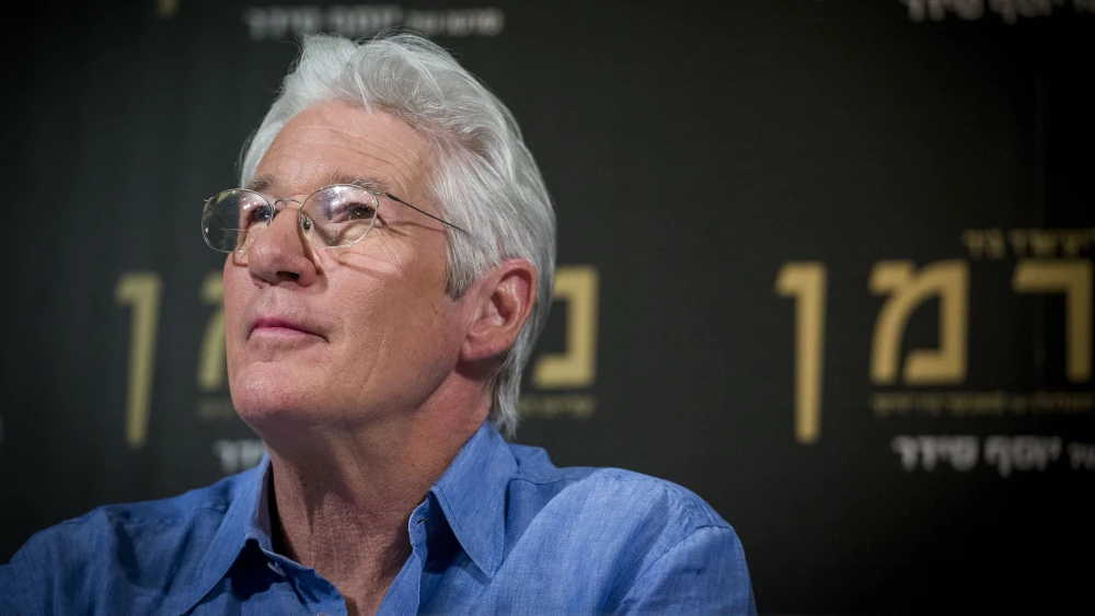 Actor Richard Gere attends a press conference about the new movie “Norman” at the Jerusalem Cinematheque on March 9, 2017. Photo by Yonatan Sindel/Flash90.