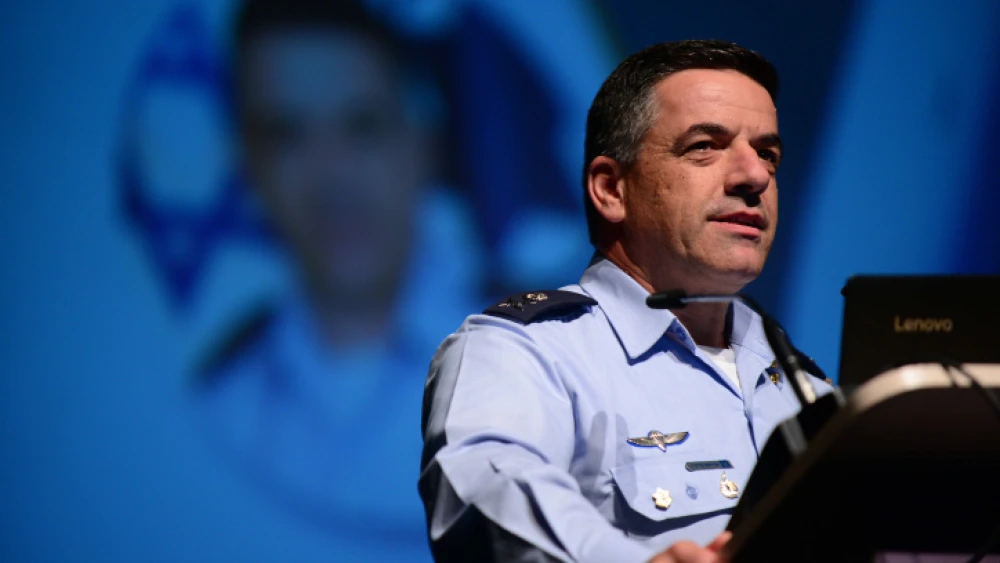 Israel Air Force Commander Maj. Gen. Amikam Norkin speaks at the Israel Aviation Conference on May 2, 2018. Photo by Tomer Neuberg/Flash90.