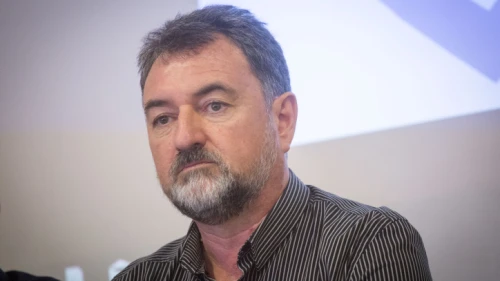 Vladimir Lubarsky, the father of murdered Israeli soldier Ronen Lubarsky, attends a press conference in Tel Aviv on July 3, 2018. Photo by Miriam Alster/Flash90.