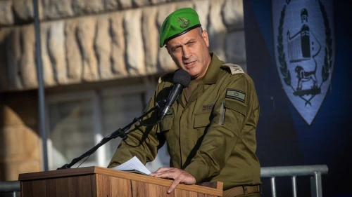 Outgoing IDF Central Command head Maj. Gen. Yehuda Fox at his retirement ceremony held at the Central Command headquarters in Jerusalem, July 8, 2024. Photo by Oren Ben Hakoon/Flash90.