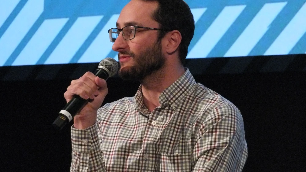 “Sustainable Nation” film director Micah Smith at a screening as part of the 2019 Washington Jewish Film Festival. Credit: Bruce Guthrie.