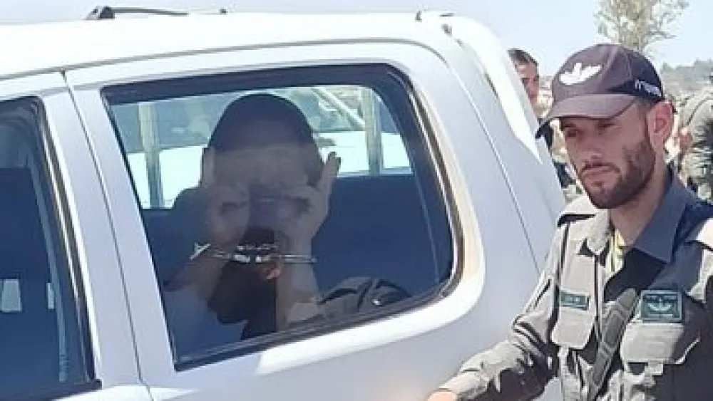 One resident was arrested during the evacuation of Givat Or Meir in Samaria, Sept. 27, 2023. Source: X