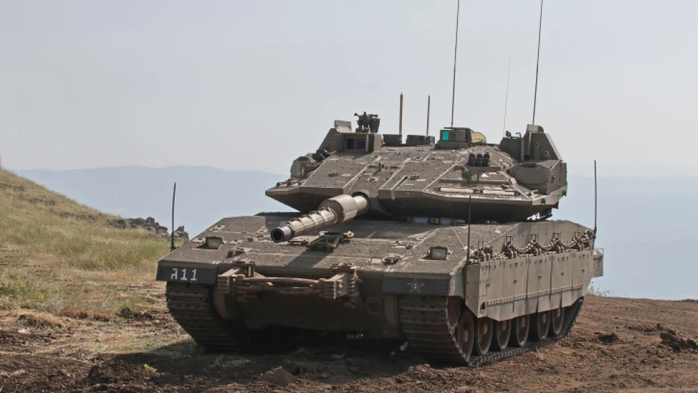 An IDF Merkava IV tank on the Golan Heights, May 21, 2023. Photo by Ofer Zidon/Flash90.