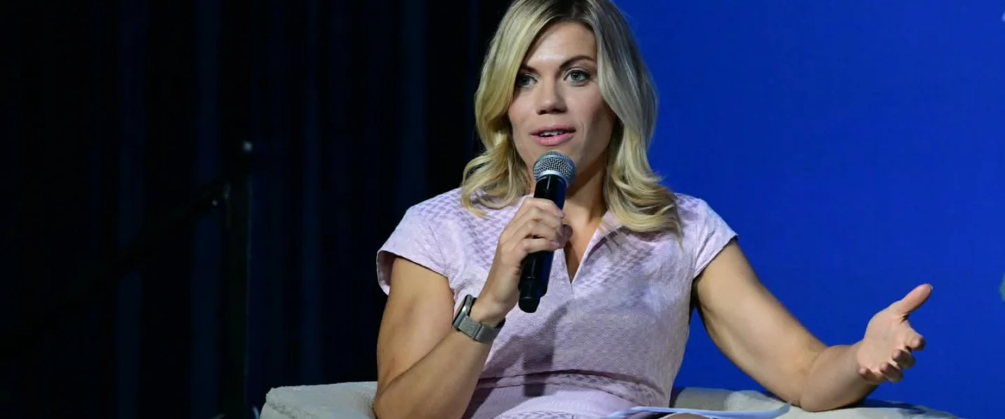 British former MP Miriam Cates discusses Israel's fertility lessons for the rest of the world at the NatCon conference in Jerusalem, Israel, on Oct. 6, 2026. Photo courtesy of NatCon.