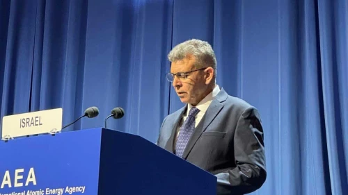 Israel Atomic Energy Commission director general Moshe Edri addresses the annual meeting of the International Atomic Energy Agency in Vienna, Austria, Sept. 17, 2024. Credit: Courtesy.