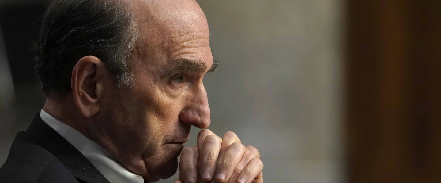 U.S. special envoy for Iran and Venezuela Elliott Abrams testifies during a Senate Committee on Foreign Relations hearing on U.S. Policy in the Middle East on Capitol Hill in Washington, D.C., on, Sept. 24, 2020. Credit: Susan Walsh-POOL/via Getty Images.