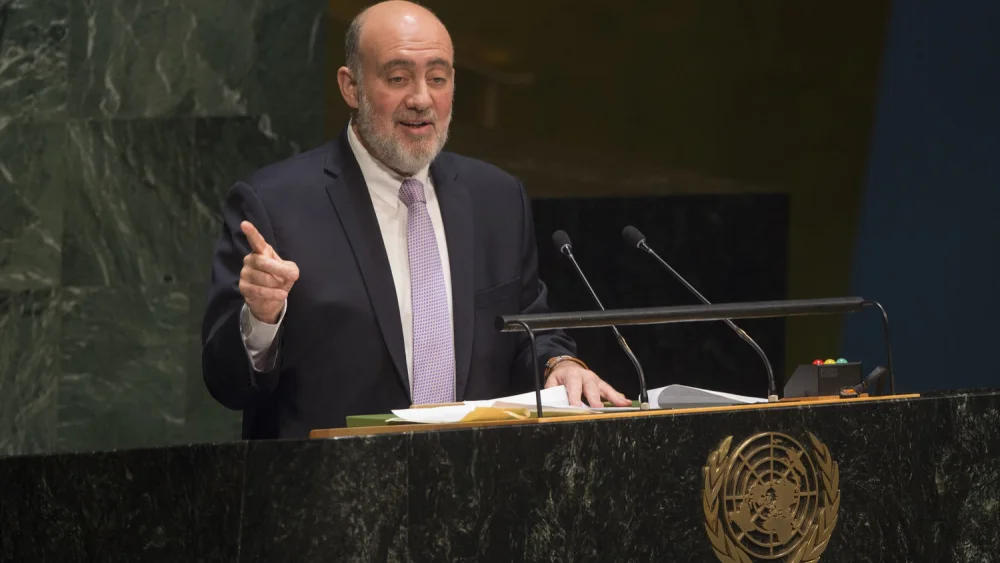 Ron Prosor (pictured), Israel's former ambassador to the United Nations, addresses the U.N. General Assembly in January 2015. Credit: U.N. Photo/Eskinder Debebe.