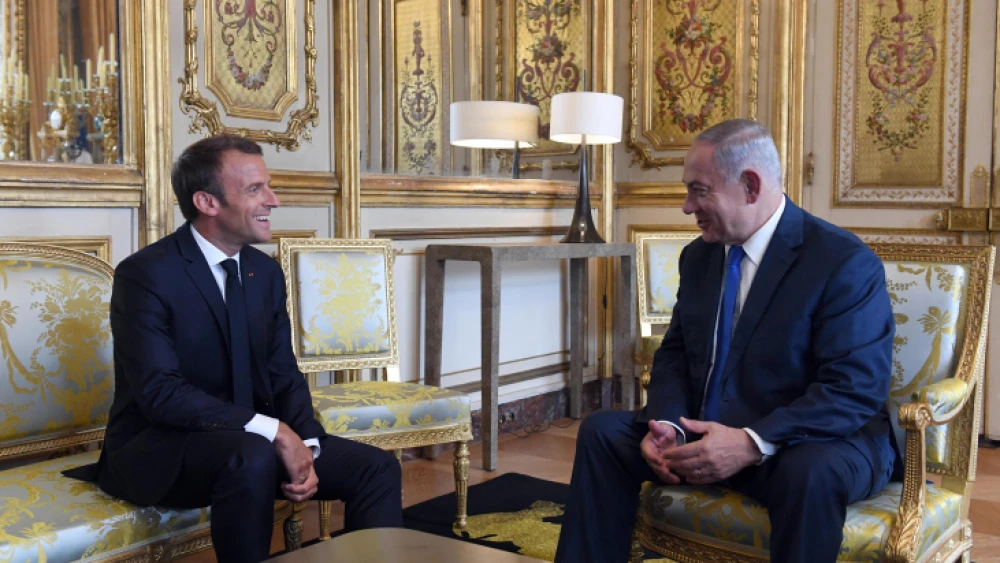 Israeli Prime Minister Benjamin Netanyahu meets with French President Emmanuel Macron at the Élysée Palace in Paris, France, on June 5, 2018. Photos by Haim Zach/GPO.