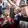 Palestinian teenager Ahed Tamimi is welcomed by relatives and supporters after she was released from prison in Israel on July 29, 2018. Photo by Flash90.