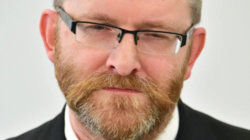 Polish Parliament member Grzegorz Braun in 2019. Credit: Adrian Grycuk via Wikimedia Commons.