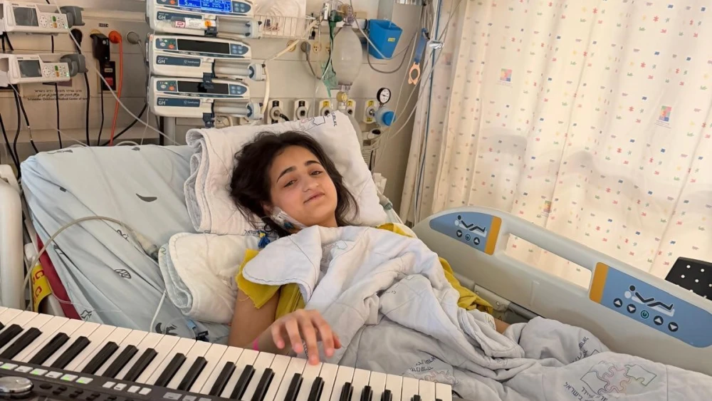 Nine-year-old Noor after a liver transplant operation at Schneider Children’s Medical Center in Petah Tikva that saved her life, in April, 2026. Photo courtesy of family.