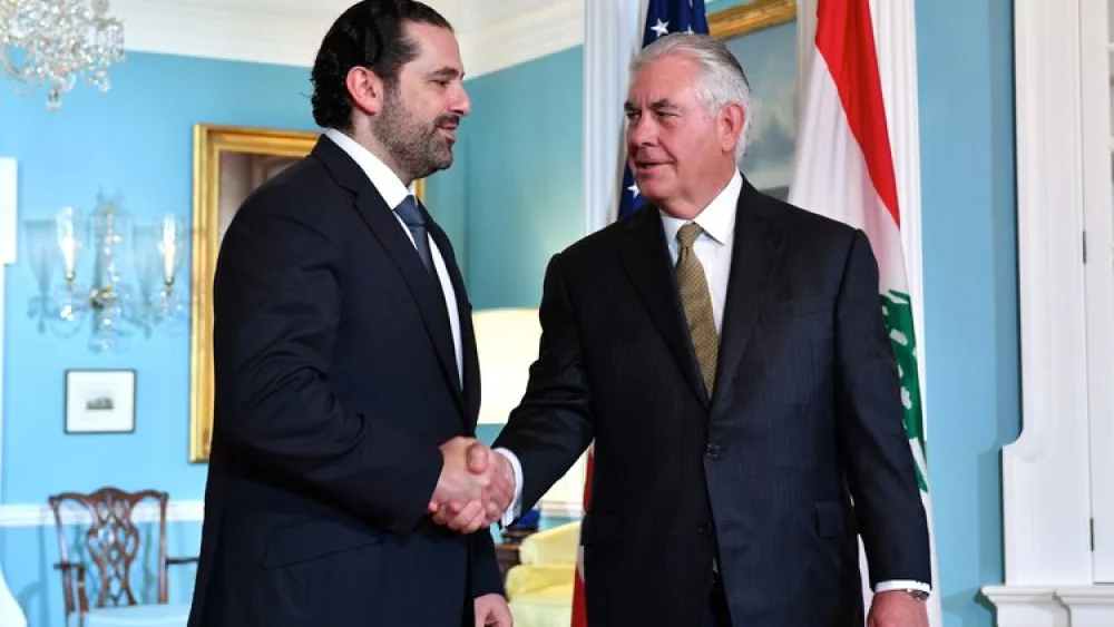 U.S. Secretary of State Rex Tillerson (right) shakes hands with Lebanese Prime Minister Saad Hariri before their bilateral meeting in Washington, D.C., on July 26, 2017. Credit: U.S. State Department.