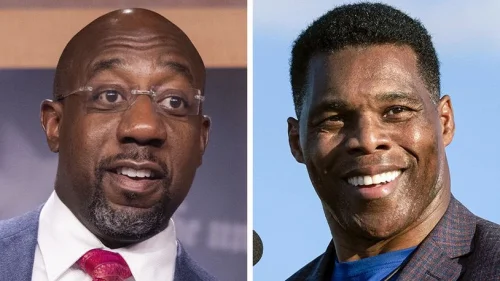 Democratic incumbent Raphael Warnock (left) and Republican challenger Herschel Walker (right). Source: YouTube.