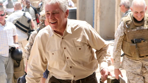 Chuck Hagel in Iraq. Credit: Lance Cpl. Casey Jones.