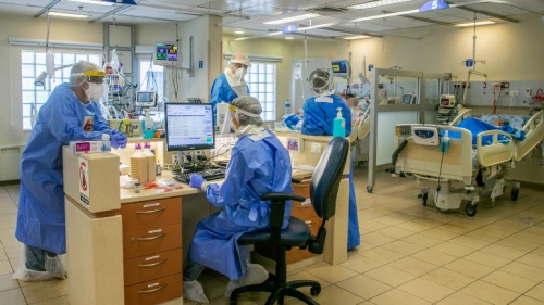 The coronavirus unit at Tel Aviv Sourasky Medical Center, Ichilov Hospital, in Tel Aviv on May 4, 2020. Photo by Yossi Aloni/Flash90.