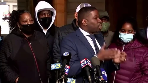 A lawyer for the family of Walter Wallace, Jr. speaks to reporters. Source: Screenshot.