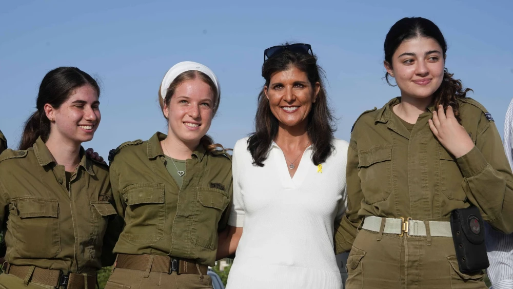 Former Republican presidential candidate Nikki Haley near the Israeli border with Lebanon, May 28, 2024. Photo by Ayal Margolin/Flash90.