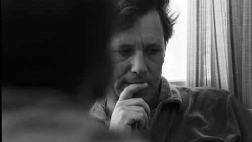 Writer Amos Oz, courtesy of the film "The Fourth Window." Credit: IDF Archives.