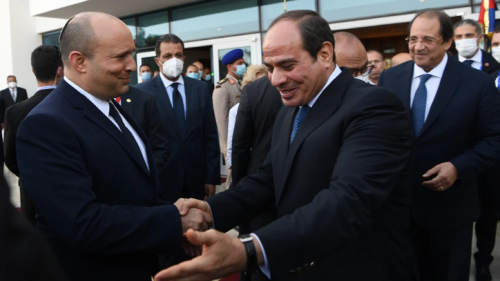 Israeli Prime Minister Naftali Bennett meets with Egyptian president Abdel Fattah el-Sisi in Sharm el-Sheikh, Egypt, on Sept. 13, 2021. Photo by Kobi Gideon/GPO.