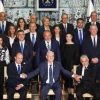 Israeli Prime Minister Naftali Bennett, Foreign Minister Yair Lapid, President Reuven Rivlin and other ministers pose for a group photo of the country’s 36th government, at the President's Residence in Jerusalem, June 14, 2021. Photo by Yonatan Sindel/Flash90.