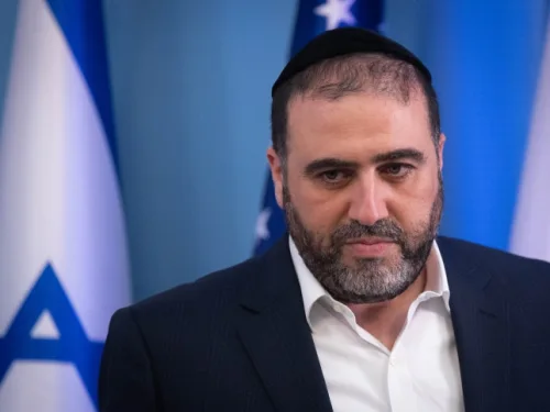 Interior Minister Moshe Arbel attends a press conference after the U.S. admitted Israel to its visa-waiver program, at the Prime Minister's Office in Jerusalem on Sept. 28, 2023. Photo by Chaim Goldberg/Flash90.