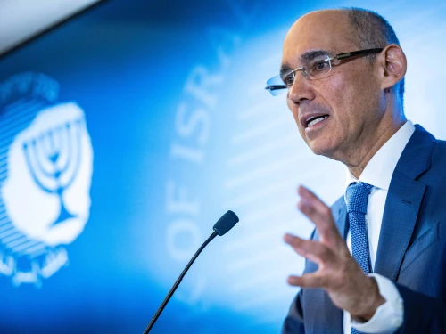 Bank of Israel Governor Amir Yaron speaks during a press conference at the BoI offices in Jerusalem, on Oct. 9, 2024. Photo by Yonatan Sindel/Flash90.
