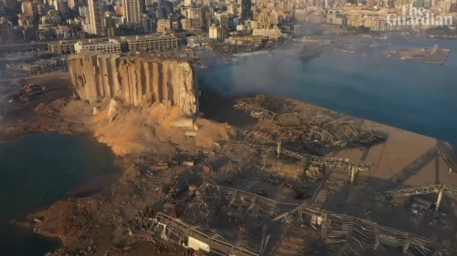 The aftermath of a massive explosion that rocked the Beirut port on Aug. 4, 2020, and was felt as far away as Cyprus. Source: Screenshot.