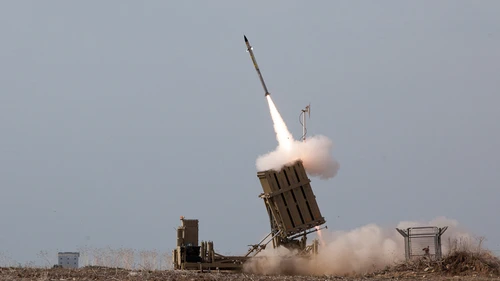 Israel’s Iron Dome system launches a missile to intercept a rocket coming from Gaza. Photo by Nehemia Gershuni-Aylho.