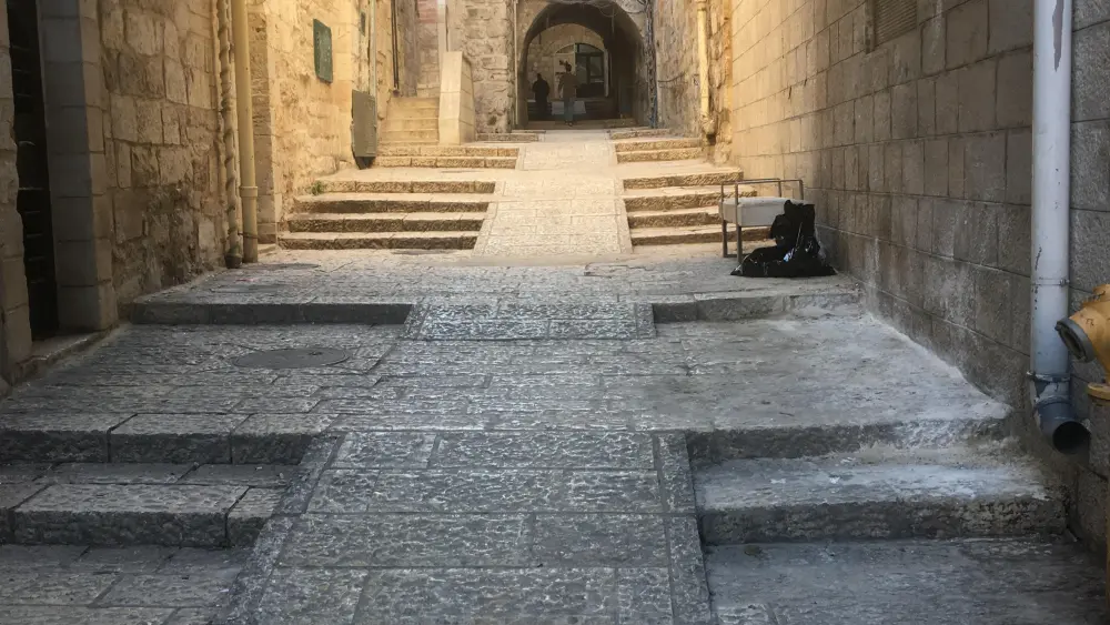 A view of wheelchair accessible ramps in the Christian Quarter of the Old City of Jerusalem. Credit: Shlomo Deutsch.
