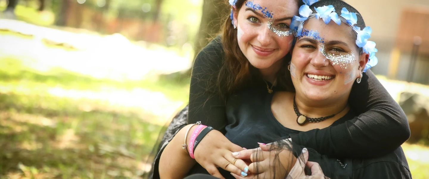 Tevel Argental (right) and her counselor at Camp Simcha. Credit: Chai Lifeline.