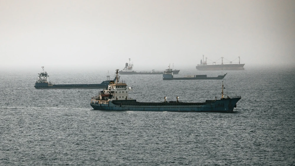 Crude oil tankers, bulk carriers and vessels sit anchored around Qaboos Port on June 22, 2026 in Muscat, Oman. Photo by Elke Scholiers/Getty Images.