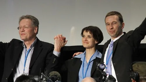 From left: Konrad Adam, Frauke Petry and Bernd Lucke during the Alternative for Germany party’s first-ever convention in April 2013 in Berlin. Credit: Wikimedia Commons.