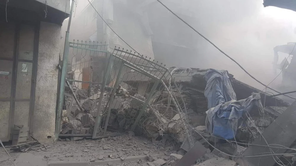 The aftermath of an explosion in the Al-Zaqiya area of Gaza City in the Gaza Strip on July 22, 2021. Source: Twitter.