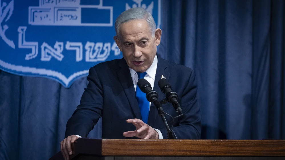 Israeli Prime Minister Benjamin Netanyahu attends a reception marking the opening of the Colombian Embassy in Jerusalem, held at the Israeli Ministry of Foreign Affairs in Jerusalem, Oct. 14, 2026. Photo by Chaim Goldberg/Flash90.