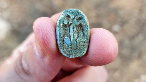 A 3,000-year-old scarab was discovered during a school field trip to Azor, located southeast of Tel Aviv. Credit: Gilad Stern/Israel Antiquities Authority.