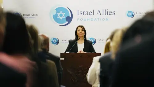 Israeli Intelligence Minister Gila Gamliel addresses the Congressional Israel Allies Caucus in Washington, May 17, 2023. Courtesy.