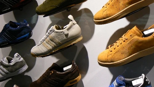 Adidas sneakers on display. Credit: Ken Banks via Wikimedia Commons.