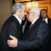 Hamas leader Khaled Mashaal (left) meets with Palestinian Authority head Mahmoud Abbas in Cairo, Feb. 23, 2012. Photo by Mohammed al-Hums/Flash90.
