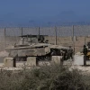 An Israeli army tank on the southern border with Gaza. Oct. 16, 2025. Photo by Tsafrir Abayov/Flash90.