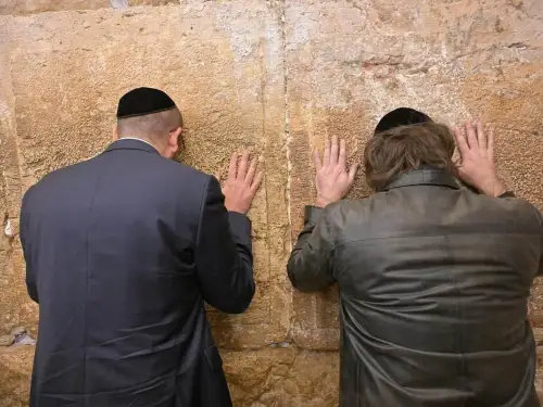 Argentine President Javier Milei and Argentina's Ambassador to Israel Axel Wahnish pray at the Western Wall in Jerusalem, June 10, 2025. Photo courtesy of Argentina's Embassy in Israel.
