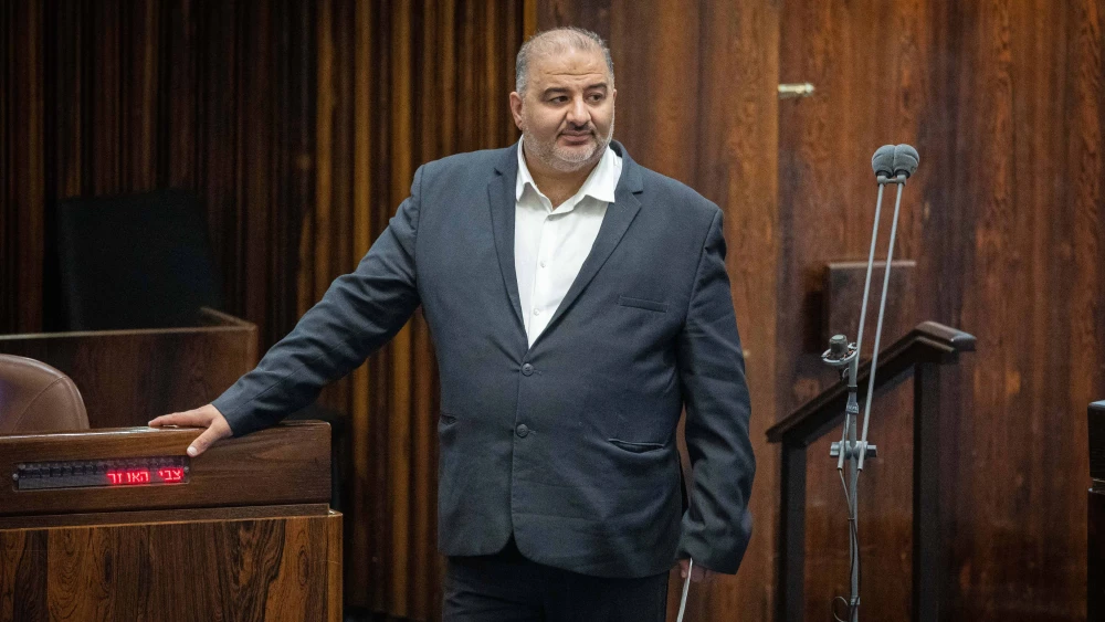 Ra'am Party Chairman Mansour Abbas in the plenary hall of the Knesset in Jerusalem, June 13, 2022. Photo by Yonatan Sindel/Flash90.
